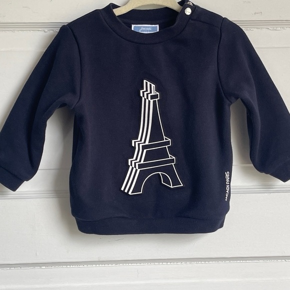 Jacadi Other - Unisex Jacadi Paris Dark Navy Blue Kids Sweatshirt with Eiffel Tower Design 12mo